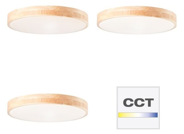Brilliant G80570A75 LED stmívatelné svítidlo SLIMLINE DŘEVO průměr 50cm, RC, CCT, Night Light