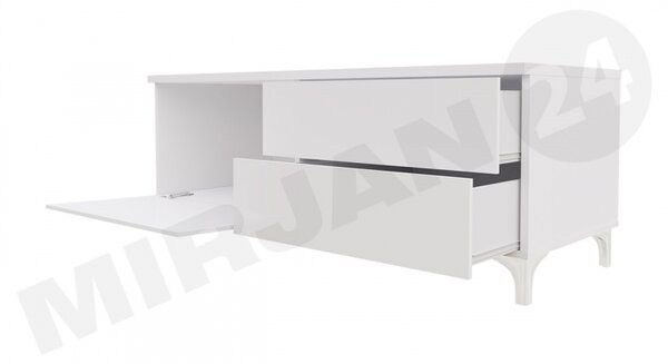 TV stolek Cleo XI-W Double L+P, Barva: bílá / bílý lesk 5902928370553