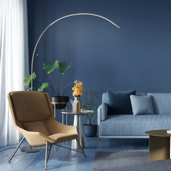 Brilliant G70611/21 Stmívatelná stojací lampa s LED BOW CCT stříbrná