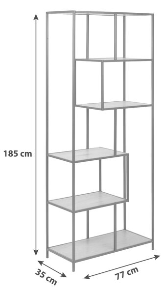 REGÁLOVÝ DÍL, černá, ocel, 77,0/185,0/35,0 cm Dieter Knoll - Knihovny, Online Only