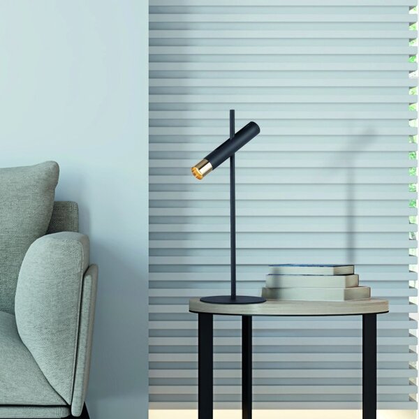 Searchlight EU31653-1BK Stolní reflektorová LED lampa CYLINDER zlato-černá