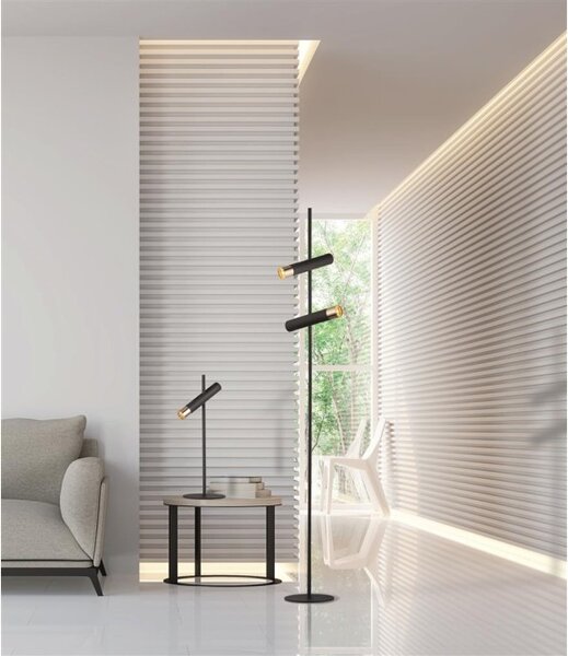 Searchlight EU31653-1BK Stolní reflektorová LED lampa CYLINDER zlato-černá