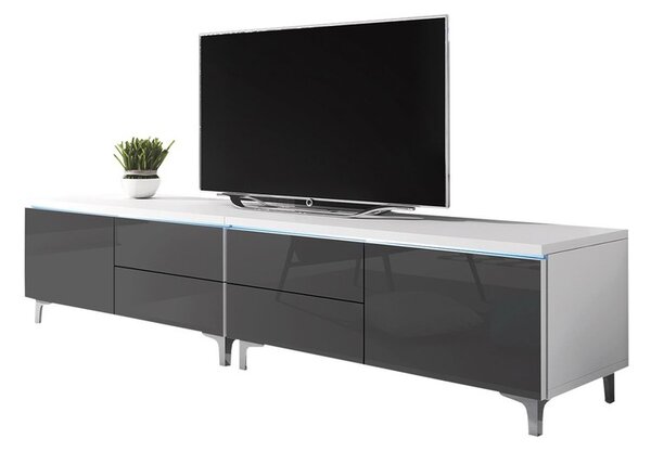 TV stolek Cleo XI-W Double L+P, Barva: bílá / bílý lesk 5902928370553