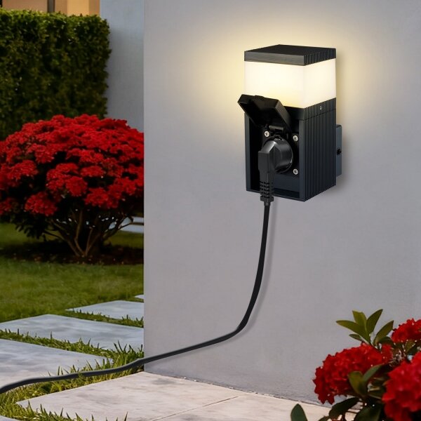 Brilagi - Venkovní lampa se zásuvkou SCHUKO PILLAR 1xG9/11W/230V IP44 antracit