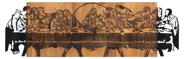 Nástěnná dekorace 76,5x24,5 cm poslední večeře dřevo/kov