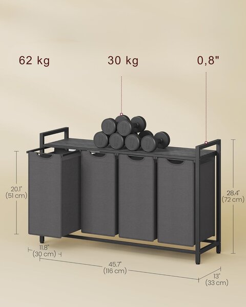 SONGMICS Koš na prádlo Vasagle Blumo 160 L šedý