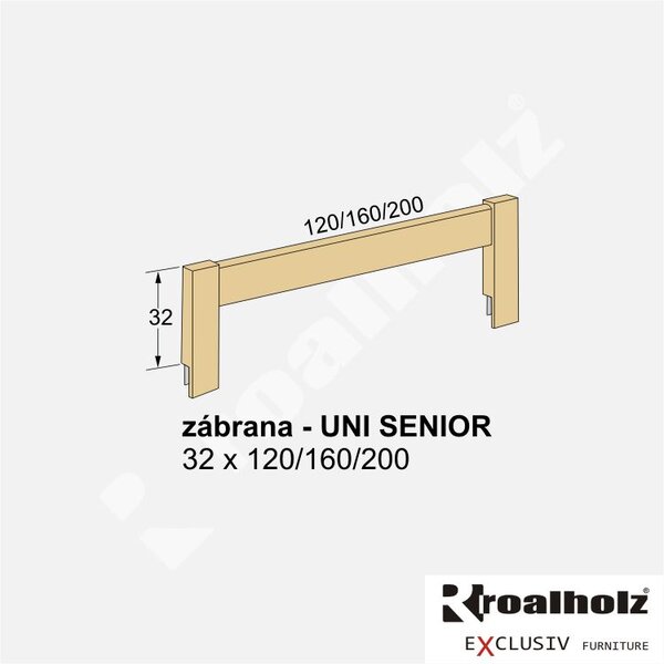 ROALHOLZ Nasouvací zábrana UNI SENIOR na postel smrk