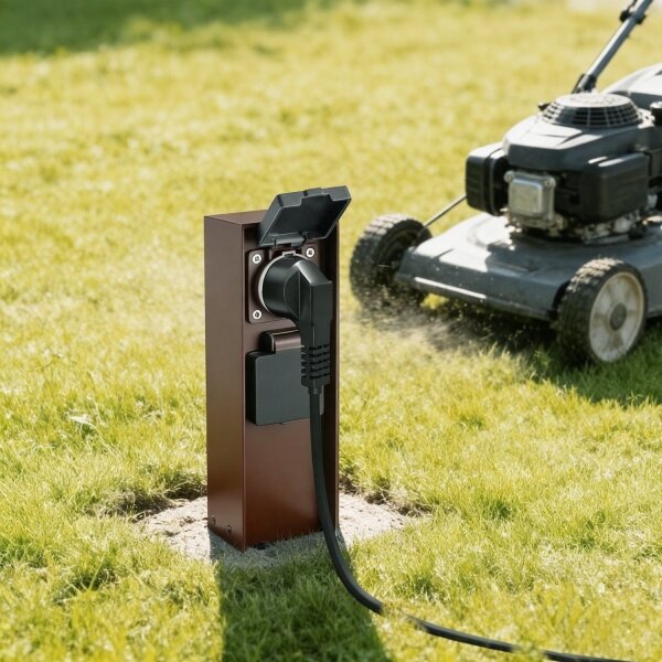 Brilagi - Venkovní zásuvkový sloupek PILLAR 2Z SCHUKO 230V IP44 hnědá