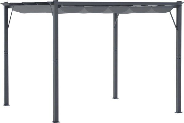 Outsunny Pergola – zahradní altán s posuvnou stechou, 3 x 3 m, hliník, edá