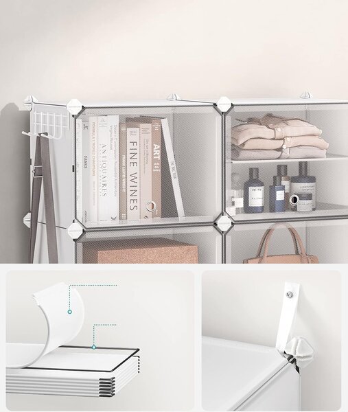 SONGMICS Modulární botník Lux s 10 dvířky čirý/bílý