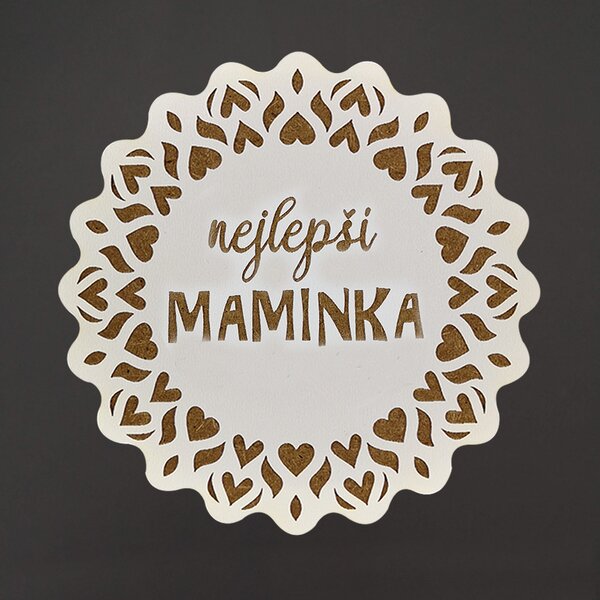 AMADEA Dřevěný podtácek kulatý text "nejlepší maminka", průměr 10,5 cm, český výrobek