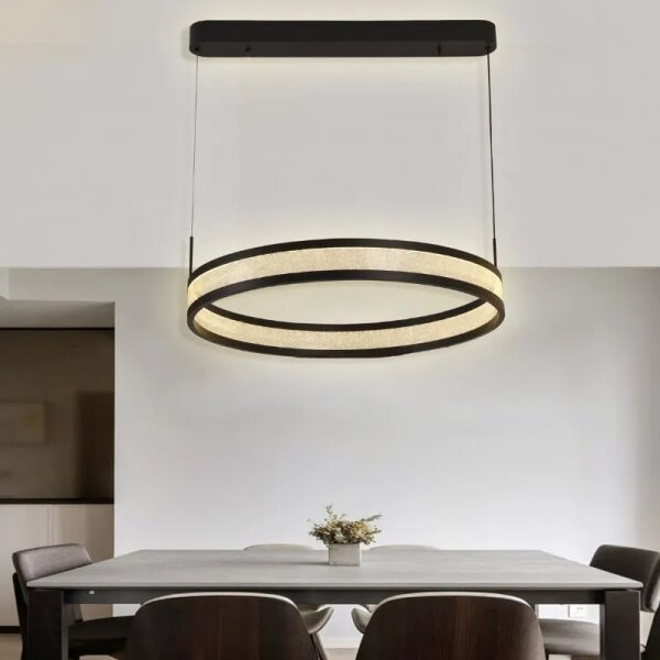 LED Stmívatelný lustr na lanku LED/45W/230V černá + dálkové ovládání