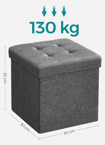 SONGMICS Taburet s úložným prostorem 30 x 30 x 30 cm šedý