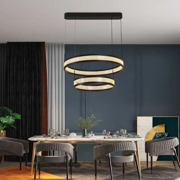 LED Stmívatelný lustr na lanku LED/70W/230V černá + dálkové ovládání