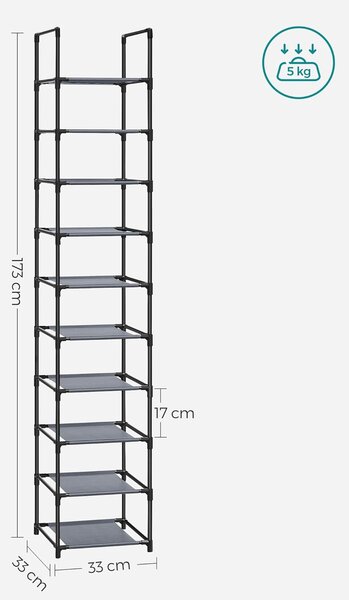 SONGMICS Stojan na boty Halas 173 cm černý/šedý