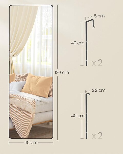 SONGMICS Závěsné zrcadlo Layla 120 cm černé