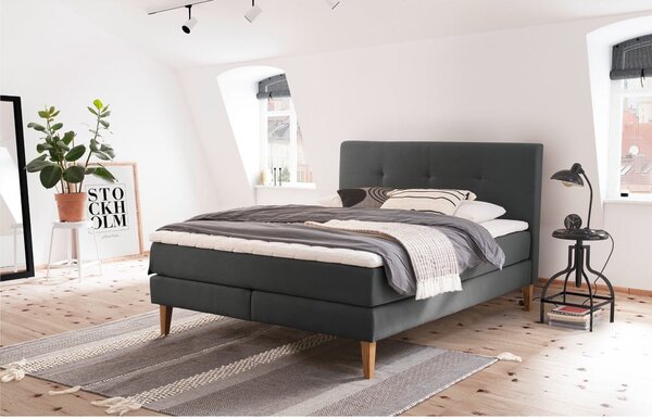 Antracitová boxspring postel 180x200 cm Stockholm – Meise Möbel