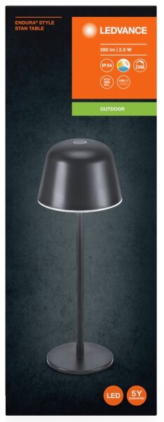 Ledvance - LED Stmívatelná venkovní nabíjecí lampa TABLE LED/2,5W/5V IP54 černá