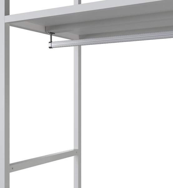 Kancelářský regál otevřený s tyčí na oblečení, do recepce a čekárny, kovový, bílý, 800x2200x400 mm: ARIEL