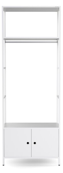 Kancelářský regál otevřený s tyčí na oblečení, do recepce a čekárny, kovový, bílý, 800x2200x400 mm: ARIEL