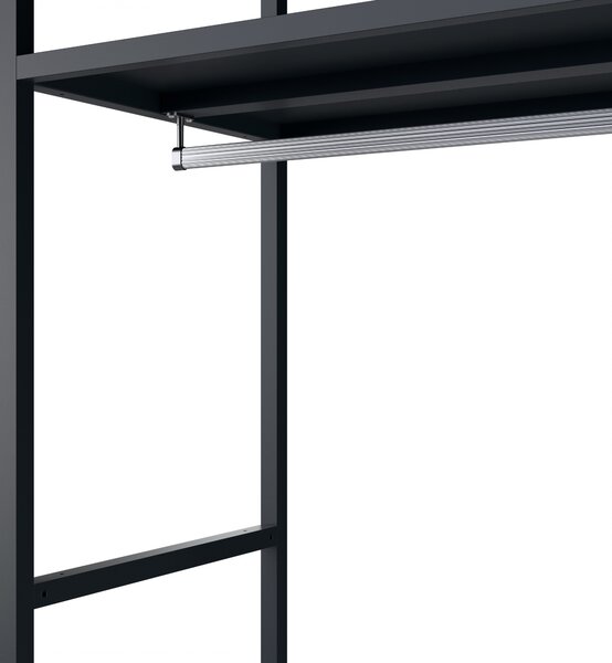 Kancelářský regál otevřený s tyčí na oblečení, do recepce a čekárny, kovový, antracitový, 800x2200x400 mm: ARIEL