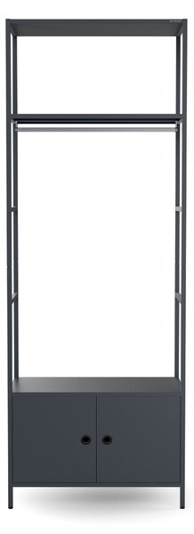 Kancelářský regál otevřený s tyčí na oblečení, do recepce a čekárny, kovový, antracitový, 800x2200x400 mm: ARIEL