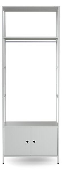 Kancelářský regál otevřený s tyčí na oblečení, do recepce a čekárny, kovový, šedý, 800x2200x400 mm: ARIEL