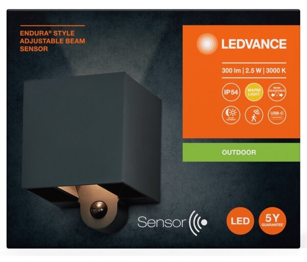 Ledvance - LED Venkovní nástěnné svítidlo se senzorem ENDURA STYLE LED/2,5W/5V