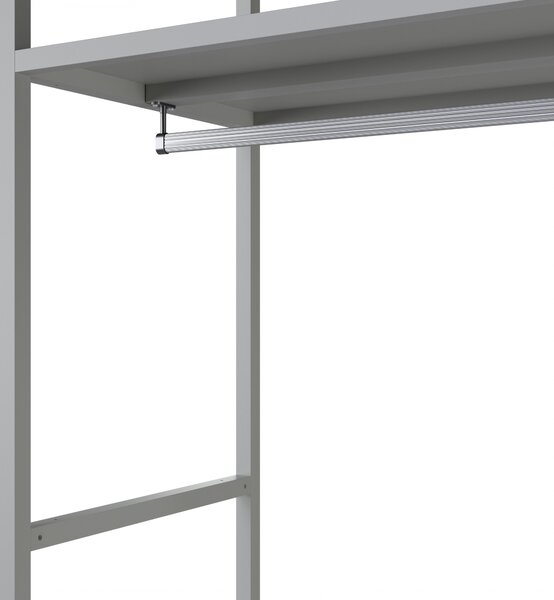 Kancelářský regál otevřený s tyčí na oblečení, do recepce a čekárny, kovový, šedý, 800x2200x400 mm: ARIEL