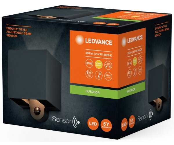 Ledvance - LED Venkovní nástěnné svítidlo se senzorem ENDURA STYLE LED/2,5W/5V
