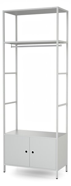 Kancelářský regál otevřený s tyčí na oblečení, do recepce a čekárny, kovový, šedý, 800x2200x400 mm: ARIEL