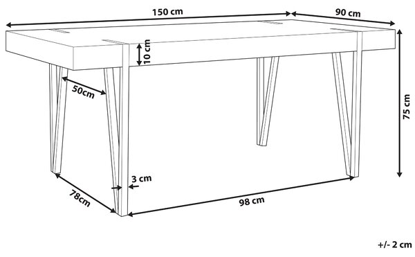 Jídelní stůl ADENA Světle hnědá 150 cm 90 cm