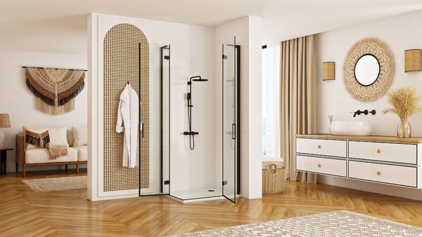 Sprchová kabina REA Hugo Double Black 80x100