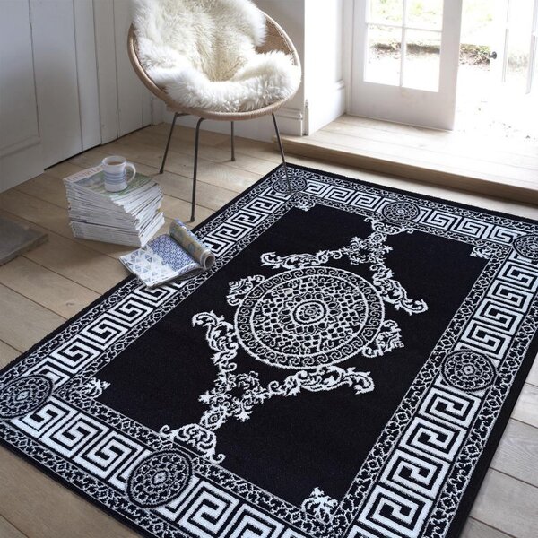 Makro Abra Moderní kusový koberec Soho 11 Klasický černý bílý Rozměr: 80x150 cm