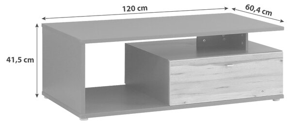 KONFERENČNÍ STOLEK, barvy dubu, tmavě šedá, kov, plast, kompozitní dřevo, 120/59/40 cm MID.YOU - Konferenční stolky, Online Only