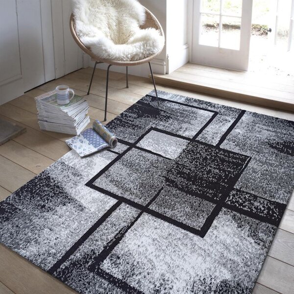 Makro Abra Moderní kusový koberec Soho 16 Geometrický šedý černý Rozměr: 120x170 cm