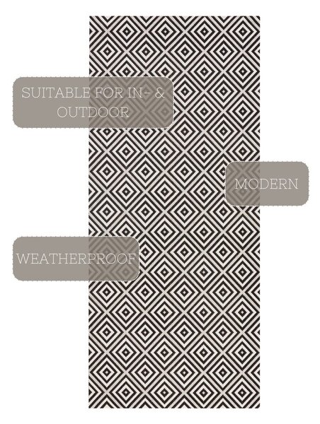 Černo-bílý venkovní koberec NORTHRUGS Karo, 80 x 200 cm