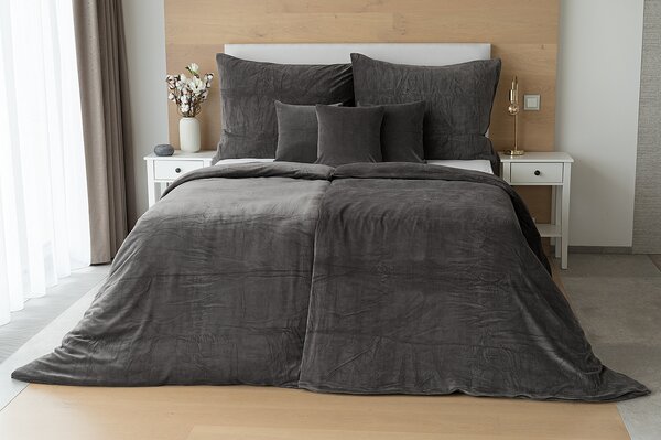 Povlečení ANTRACITOVÉ PREMIUM Bavlněný mikroplyš 1x 140/200, 1x 70/90