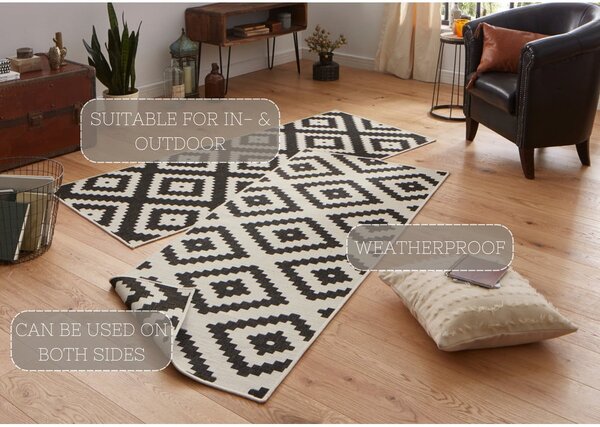 Černo-krémový venkovní koberec NORTHRUGS Malta, 80 x 250 cm