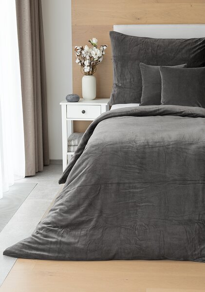Povlečení ANTRACITOVÉ PREMIUM Bavlněný mikroplyš 1x 140/200, 1x 70/90