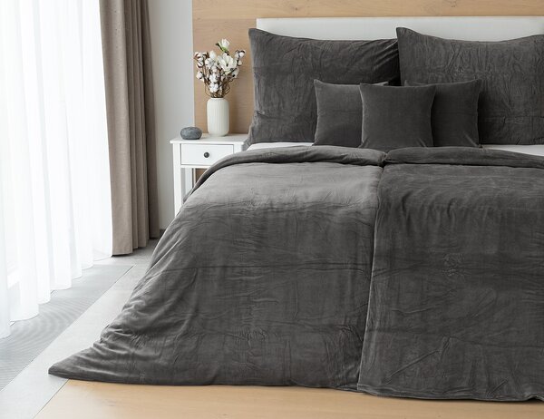 Povlečení ANTRACITOVÉ PREMIUM Bavlněný mikroplyš 1x 140/200, 1x 70/90