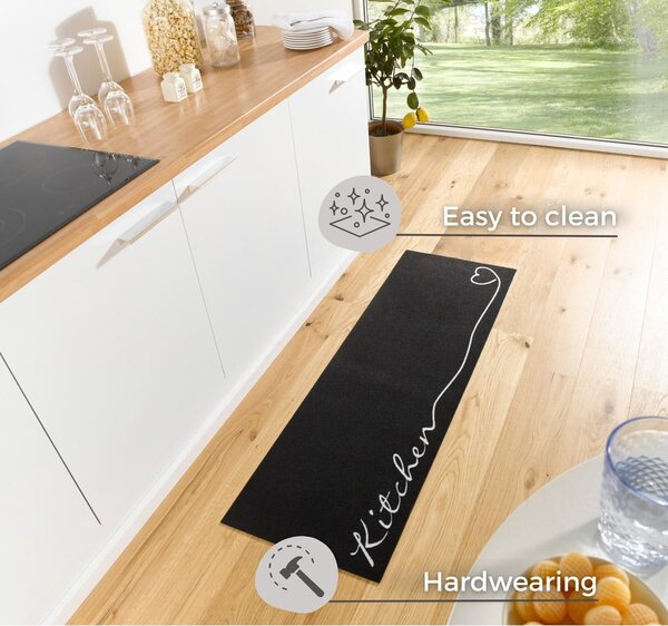Černý běhoun Zala Living Kitchen, 50 x 150 cm