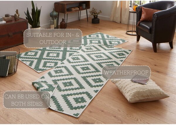 Zeleno-krémový venkovní koberec NORTHRUGS Malta, 80 x 250 cm