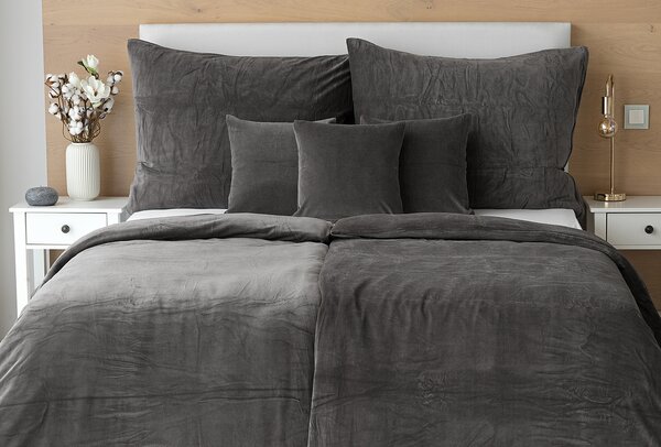 Povlečení ANTRACITOVÉ PREMIUM Bavlněný mikroplyš 1x 140/200, 1x 70/90