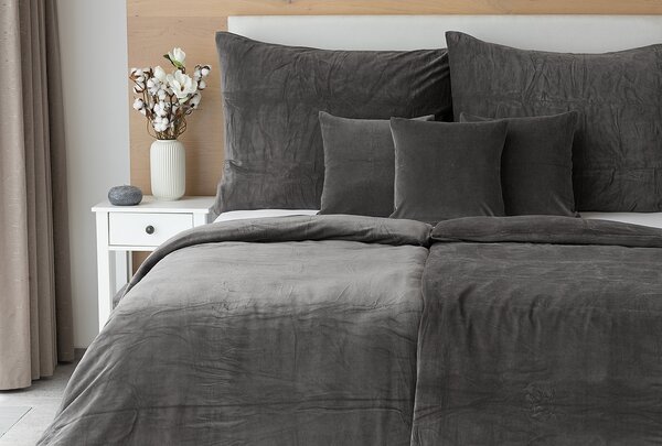 Povlečení ANTRACITOVÉ PREMIUM Bavlněný mikroplyš 1x 140/200, 1x 70/90