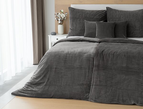 Povlečení ANTRACITOVÉ PREMIUM Bavlněný mikroplyš 1x 140/200, 1x 70/90