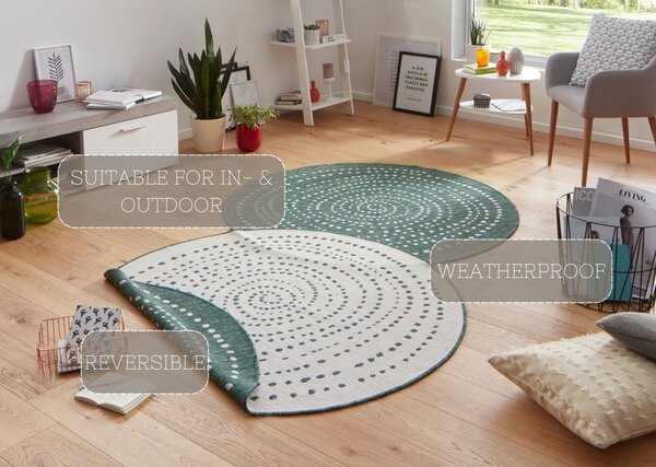 Zelený oboustranný venkovní koberec NORTHRUGS Bali, Ø 140 cm