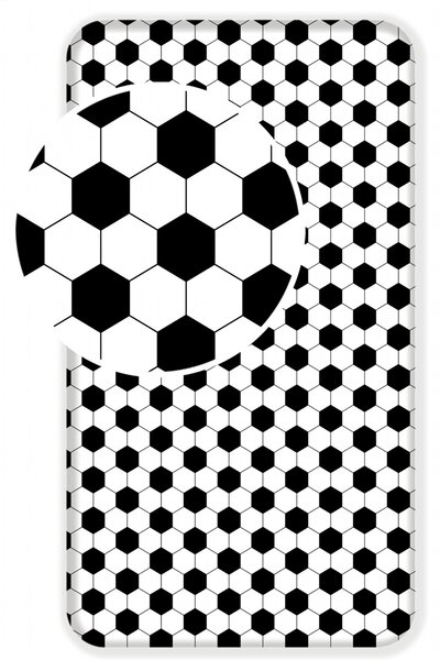 Dětské bavlněné prostěradlo s motivem fotbalu. Rozměr prostěradla je 90x200x25 cm