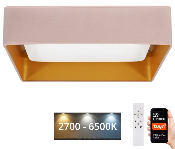 Brilagi-LED Stmívatelné svítidlo VELVET SQUARE LED/36W/230V Wi-Fi Tuya+DO růžová