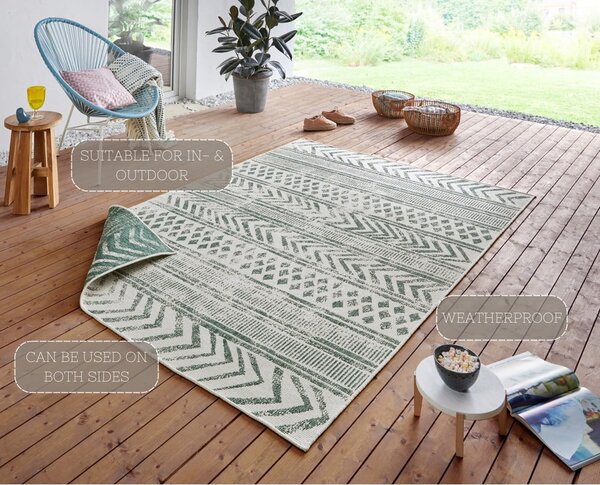 Zeleno-krémový venkovní koberec NORTHRUGS Biri, 80 x 150 cm